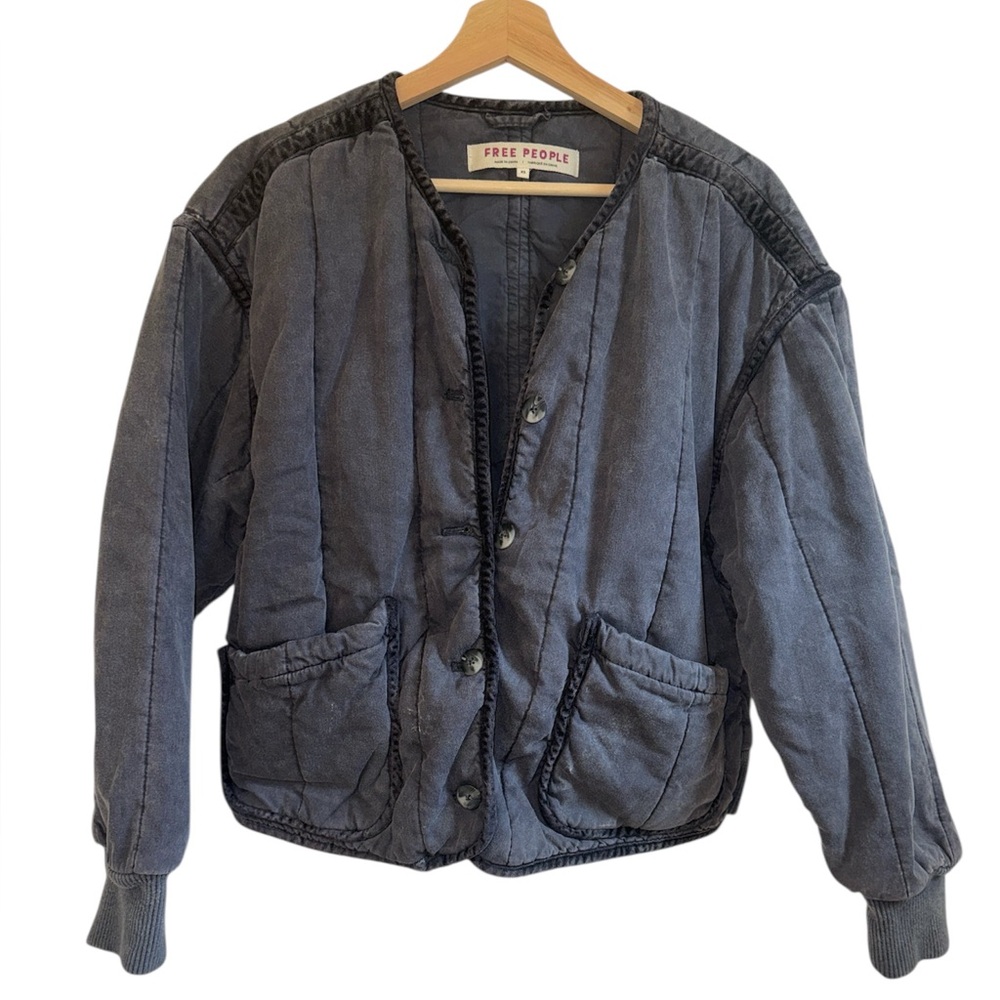 Free People Charcoal Puffer Jacket